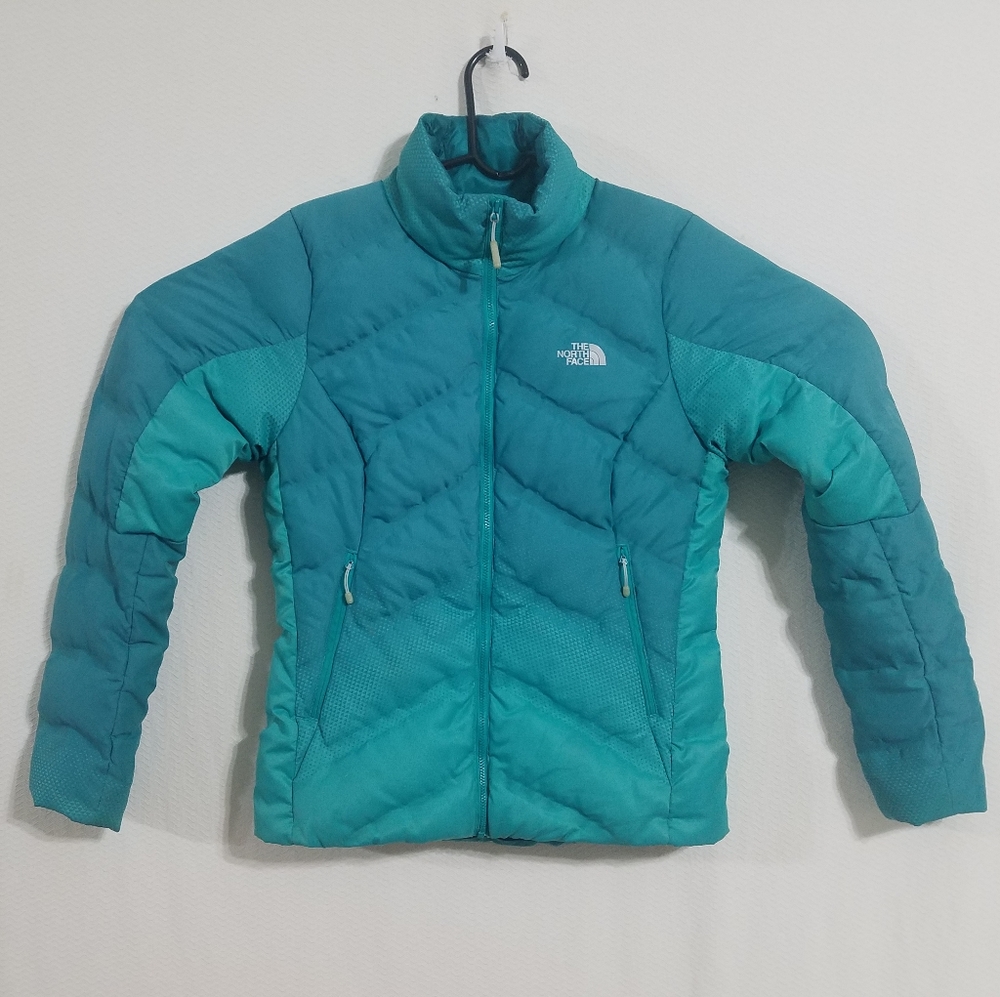 North Face Womens Small Blue 700 Down Jacket Coat Turquoise Winter Puffer Bubble